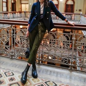 Ann Taylor Belted Army Green Ankle Length Pants